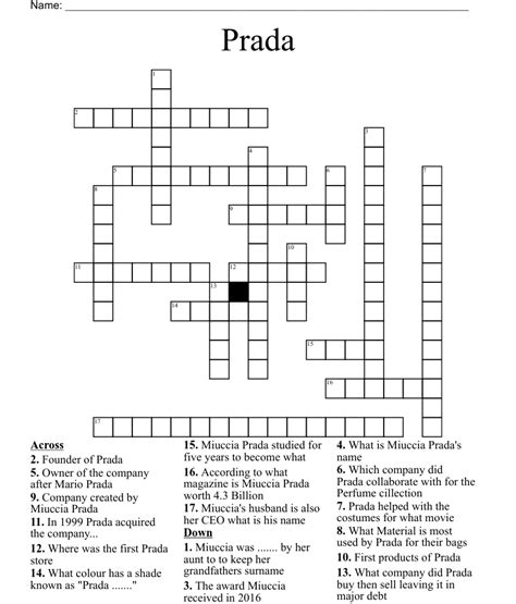 prada rival crossword|PRADA COMPETITOR .